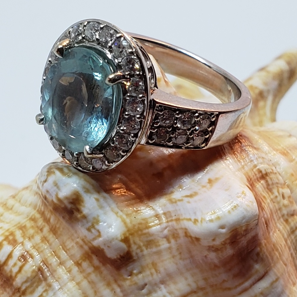 No longer avail. Pariaba & Diamond 18K White  Ring!Appraised $5400. See Video!!! - Picture 8 of 9